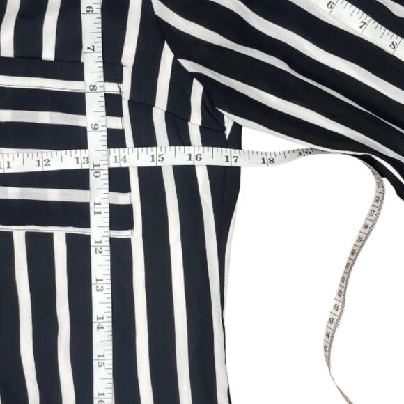Express Women's Portofino Black White Striped Shirt Dress Roll Tab Sleeve XS - Picture 10 of 16